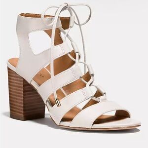 Coach strappy block heels white S 6